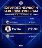 Manila gets awarded for newborn screening