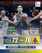 LOOK: JRU def. Perpetual (OT), 72-70