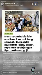 “Nasi Goreng Butter, Makaroni Telur” – Isu Makanan RMT Dibuang, Shakilla Khoriri Minta Cikgu Kaji Menu Baru