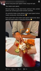 “Beli Satu Kongsi Dua Orang, Boleh Refill” – Lelaki Padam Tips Jimat Makan Ayam Gepuk Lepas Rujuk Ustaz