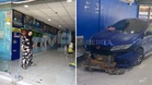 Honda City rempuh dobi layan diri, pemandu tertekan pedal minyak
