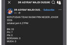 [UNOFFICIAL] Johor polls: BN leads in 33 state seats, PH ahead in seven, says Asyraf Wajdi
