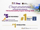 USM Tersenarai Lima Universiti Terbaik Dunia Dalam Penarafan Kelestarian THE 2026