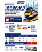 KTMB Tambah Lapan Perkhidmatan Komuter Utara Sempena Cuti Sekolah, Hari Kebangsaan