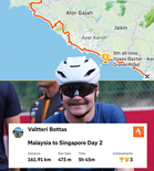 Bukan Naik Pesawat, Bottas Kayuh Basikal 161.91km Dari Port Dickson Hingga Muar