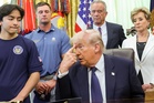 Trump describes Iran war horrors in Oval Office full of kids: ‘Right between the eyes’