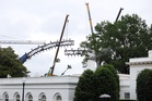 White House begins building UFC arena for Trump’s birthday celebration