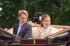 Princess Kate and children wave at spectators at Trooping the Colour celebrations