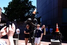 Tartan Army bring Glasgow tradition to Boston as traffic cones appear on statues