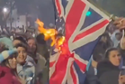 Union flag set on fire by Argentina fans ahead of England World Cup semi-final