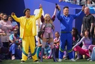 Performers take to the stage at the World Cup final, in photos