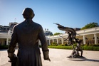 Trump makes yet another addition to the White House with bronze statue in the Rose Garden
