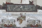 Pompeii archaeologists unveil stunning fresco ceiling in ancient banquet hall