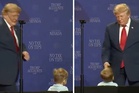 Trump chases after toddler across stage before taking swipe at Biden