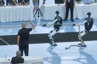 Robots crash to ground in tug-of-war at 2026 World Humanoid Games