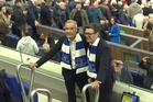 Andy Burnham and Mark Carney take to stands to watch Everton against Wolves