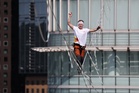 Daredevil slackliner takes on 160-metre highline 120 metres above Seoul