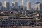 Private jet skids off runway, hits fence at Las Vegas airport