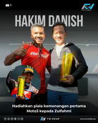 Hakim Danish hadiahkan Piala kemenangan pertama Moto3 kepada Zulfahmi Khairuddin
