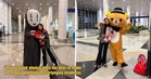 M’sian Husband Welcomes Wife at Airport After Every Trip, Shows Up in Different Mascot Costumes Each Time