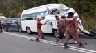 Van driver hurt in Ranau three-way collision