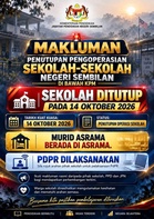 Semua sekolah di N.Sembilan ditutup esok