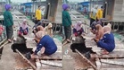 Mana lelaki? Wanita gotong-royong baiki jalan berlubang