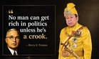 ‘No one gets rich in politics unless he’s a crook’: Selangor Sultan shares biting quotes on corruption