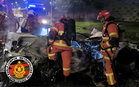 Two burnt to death, one survives after car skids and burns at DUKE exit near Jalan Kuching