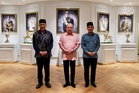 King meets Zahid and Onn Hafiz at Istana Pasir Pelangi following BN’s sweeping Johor victory