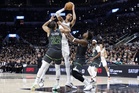 Spurs thrash Timberwolves as Knicks edge Sixers in NBA playoffs