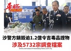 沙警方銷毀逾1.2億令吉毒品證物  涉及5732宗調查檔案
