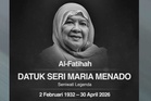 Seniwati legenda, Maria Menado meninggal dunia