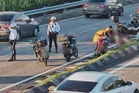 Penunggang motosikal wanita nyaris maut nahas tiga kenderaan