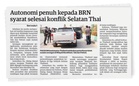 Autonomi tidak dibincang dalam dialog damai Selatan Thai