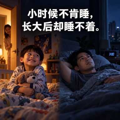 小时候不肯睡，长大后却睡不着