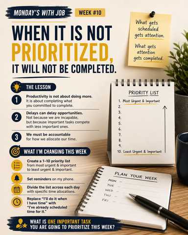 Monday’s with JobWeek #10-When It Is Not Prioritized, It Will Not Be Completed.