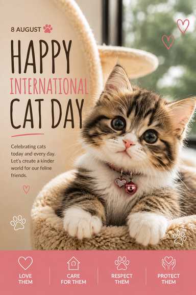 Cats Rule the Internet Every Day, But 8 August Is Officially Theirs.
A Global Celebration of Our Feline Friends. ⭐