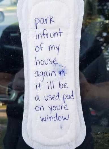 Blocked My Driveway? Homeowner Issues a “Sanitary Pad Warning” to Reckless Driver