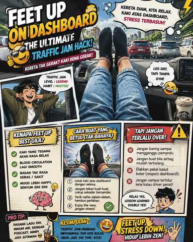 “Feet Up On Dashboard”.. Ritual Rasmi Rakyat Malaysia Bila Traffic Jam Dah Level Neraka