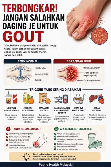 Sakit gout bukan semata-mata sebab makan daging