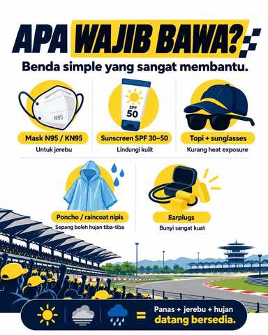 Benda wajib bawa di litar f1 Sepang