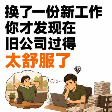 换了一份新工作, 你才发现自己在旧公司过得太舒服了。