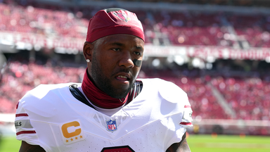 Cardinals' Budda Baker fields questions about trade rumors while wearing evil clown Halloween mask