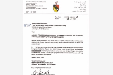 Krisis NS: Undang Luak Sungai Ujong Diarah Kosong Kediaman Rasmi Serta Merta