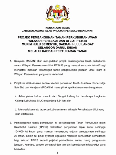 JAWI Nafi Dakwaan Swastakan Urusan Pengebumian Islam Di Wilayah Persekutuan