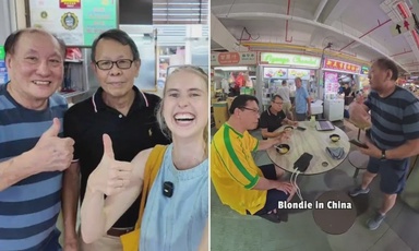 Elderly diners ‘adopt’ Australian influencer for hawker food tour at Old Airport Road Food Centre