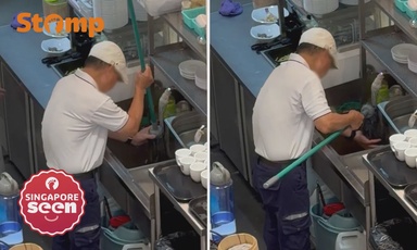 Stomper flags ‘health risks’ after seeing Jurong Point Ya Kun worker wash mop in sink, SFA looking into case