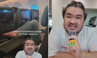 Passenger resting bare feet on tray table during SIA flight to Bali leaves family influencer disgusted