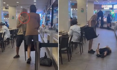 Man raises chair at uncle before allegedly grabbing his neck, pushing him to ground at Yew Tee food court